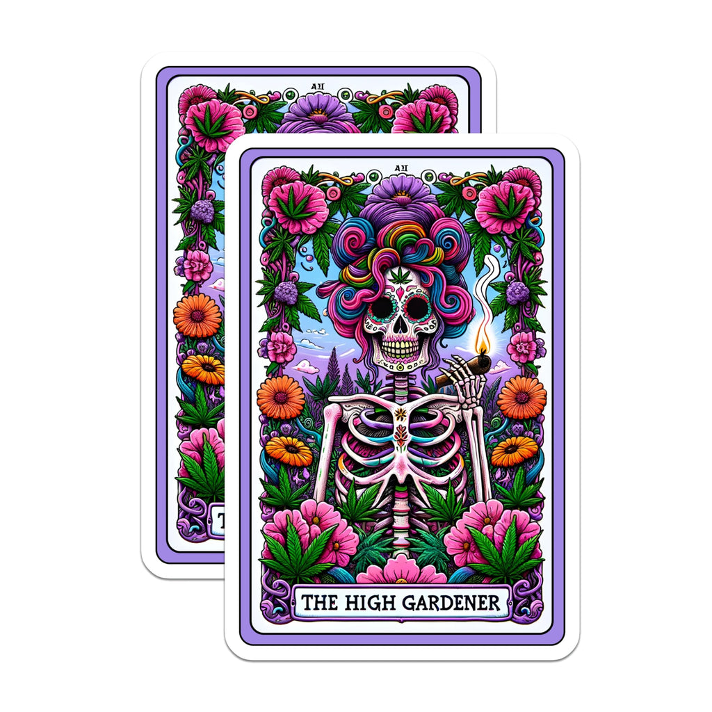 (2 Pack) Stoner Art Magnets - Psychedelic Skeleton - High Gardener Design - Cannabis Culture Decor - 5 Inches On Longest Side - Thick Durable Magnet - Made in USA - MAG30157
