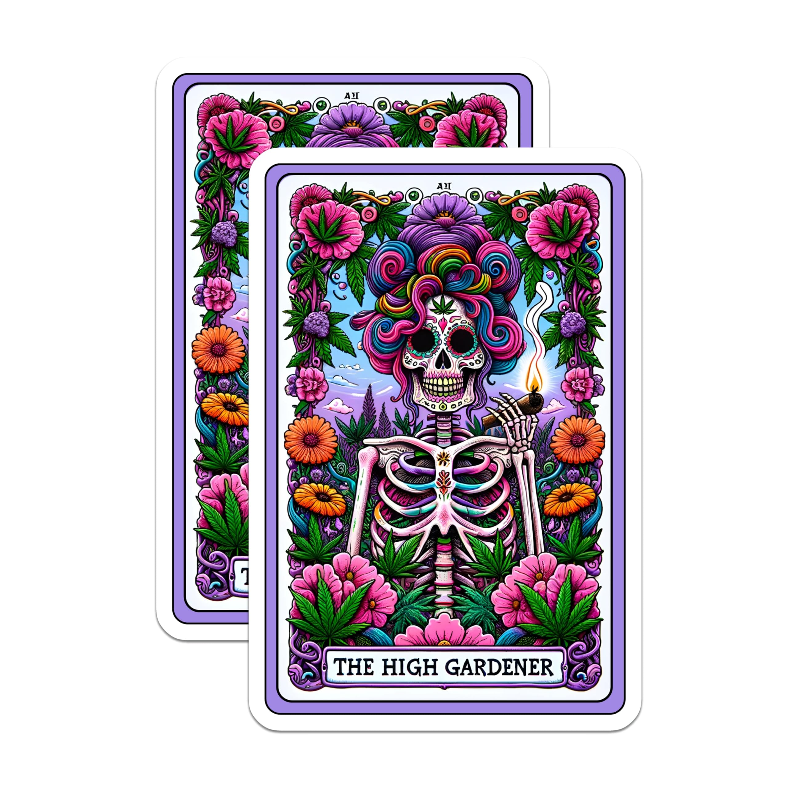(2 Pack) Stoner Art Magnets - Psychedelic Skeleton - High Gardener Design - Cannabis Culture Decor - 5 Inches On Longest Side - Thick Durable Magnet - Made in USA - MAG30157