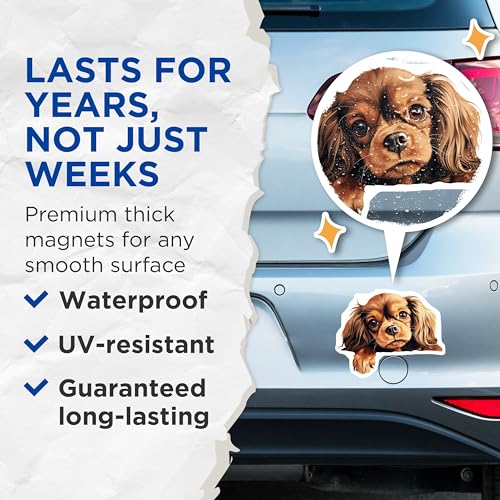 (2 Pack) Adorable Animal Art Magnet - Pet Decor for Refrigerator - 5" On Longest Side - Sticks to Smooth Flat Surfaces - Made in USA - MAG9978
