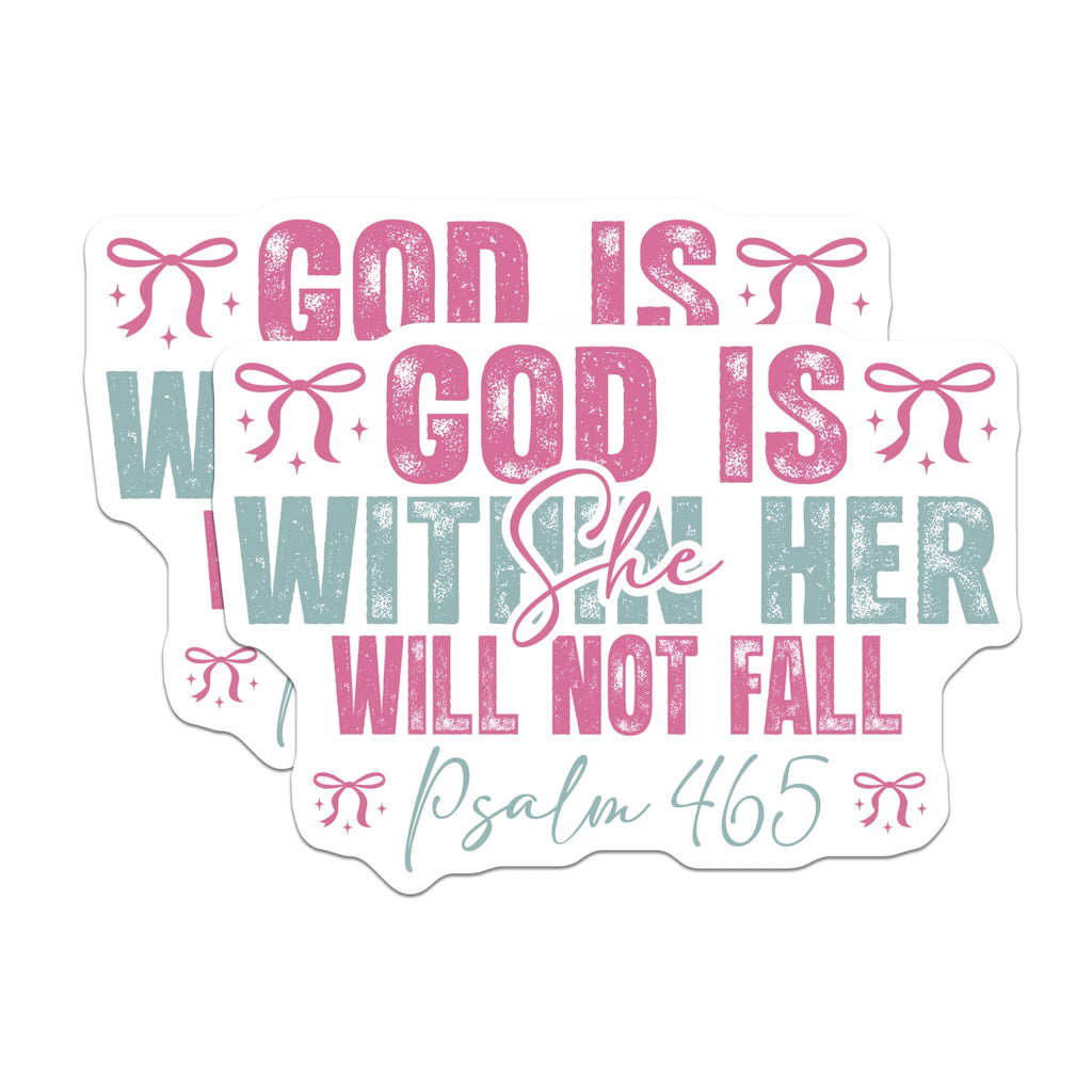 (2 Pack) Christian Faith Magnets - God is Within Her Scripture Quote - Inspirational Bible Verse Decor for Women - 5 Inches On Longest Side - Thick Durable Magnet - Made in USA - MAG29398