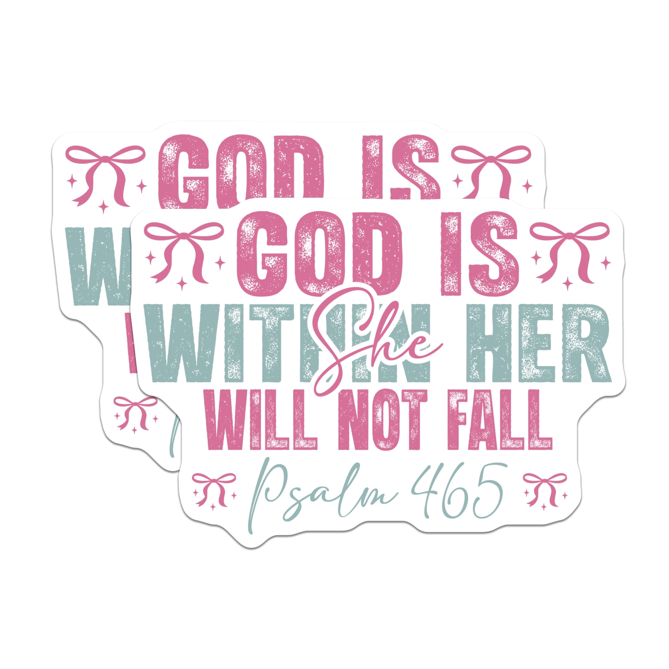 (2 Pack) Christian Faith Magnets - God is Within Her Scripture Quote - Inspirational Bible Verse Decor for Women - 5 Inches On Longest Side - Thick Durable Magnet - Made in USA - MAG29398