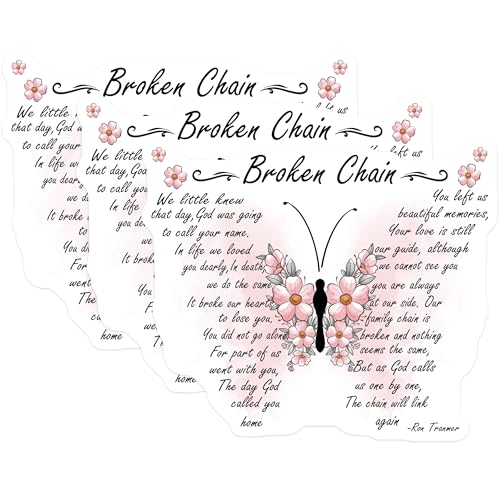 (3 Pack) Broken Chain Decals - Remembrance Decals - Loss of Loved One - 3 Inches On Longest Side - Easy Peel & Apply - Made in USA - 3MCS4873