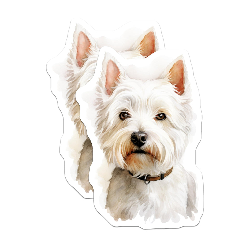 (2 Pack) West Highland Terrier Magnets - Watercolor Pet Portrait - Animal Refrigerator Accent - 5 Inches On Longest Side - Thick Durable Magnet - Made in USA - MAG30948