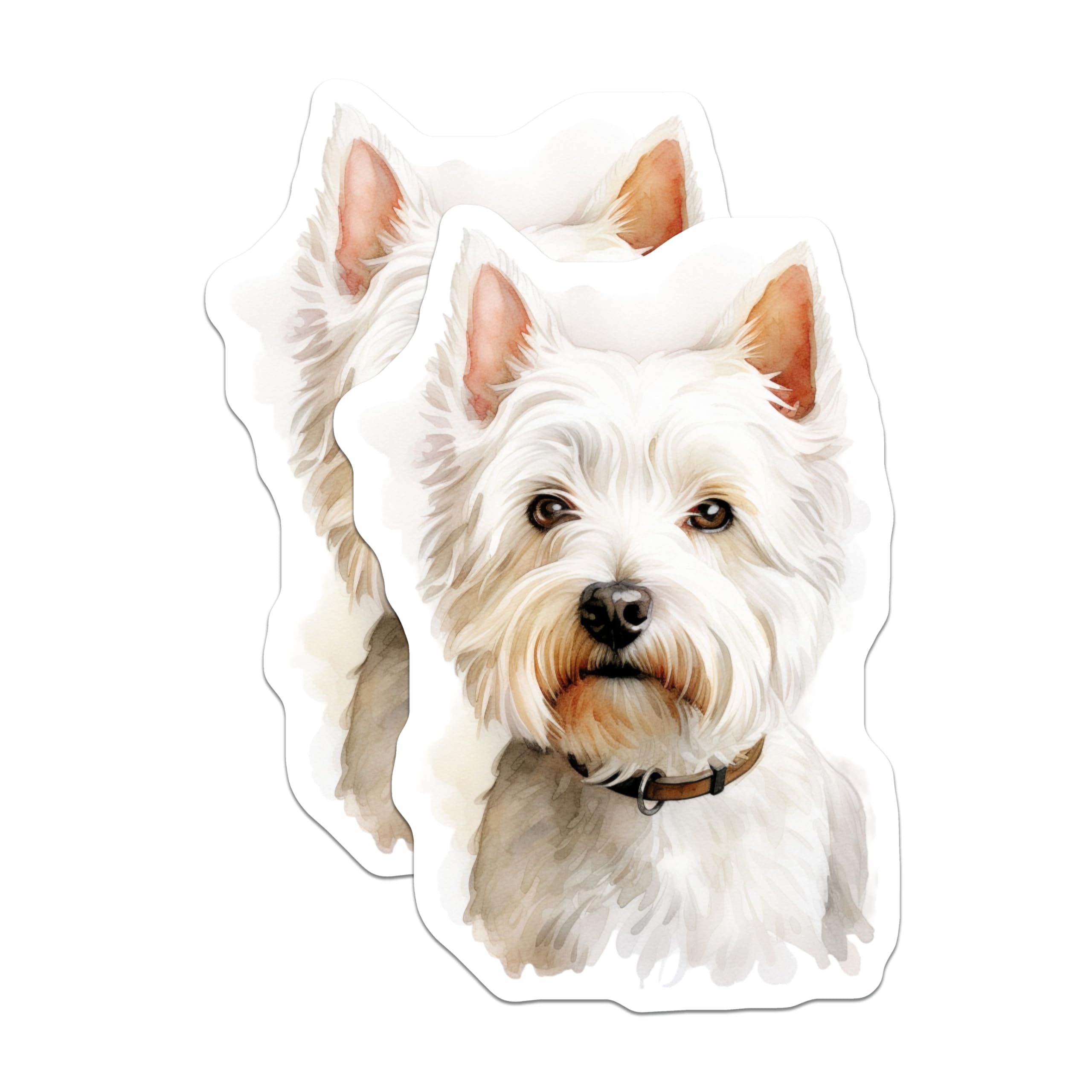 (2 Pack) West Highland Terrier Magnets - Watercolor Pet Portrait - Animal Refrigerator Accent - 5 Inches On Longest Side - Thick Durable Magnet - Made in USA - MAG30948