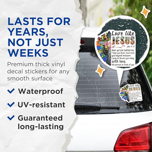 (2 Pack) Love Like Jesus Stickers - Inspirational Stickers - Religious Quotes Decal - Christian Faith - Faith-Based - 5" On Longest Side - Sticks to Smooth Flat Surfaces - Made in USA - BMCS5644