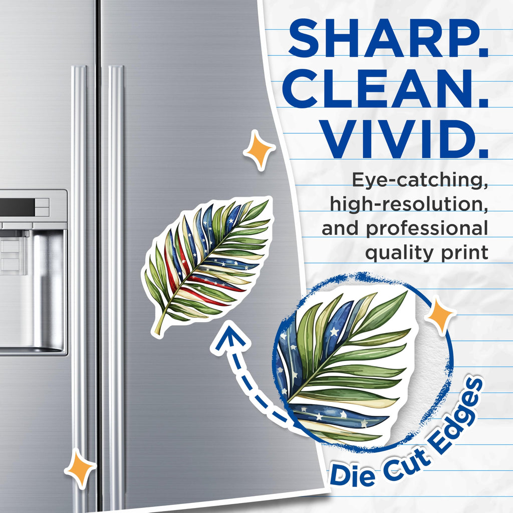 (2 Pack) American Flag Palm Leaf Magnets - Patriotic Tropical Decor - Fourth of July Refrigerator - 5 Inches On Longest Side - Thick Durable Magnet - Made in USA - MAG19902