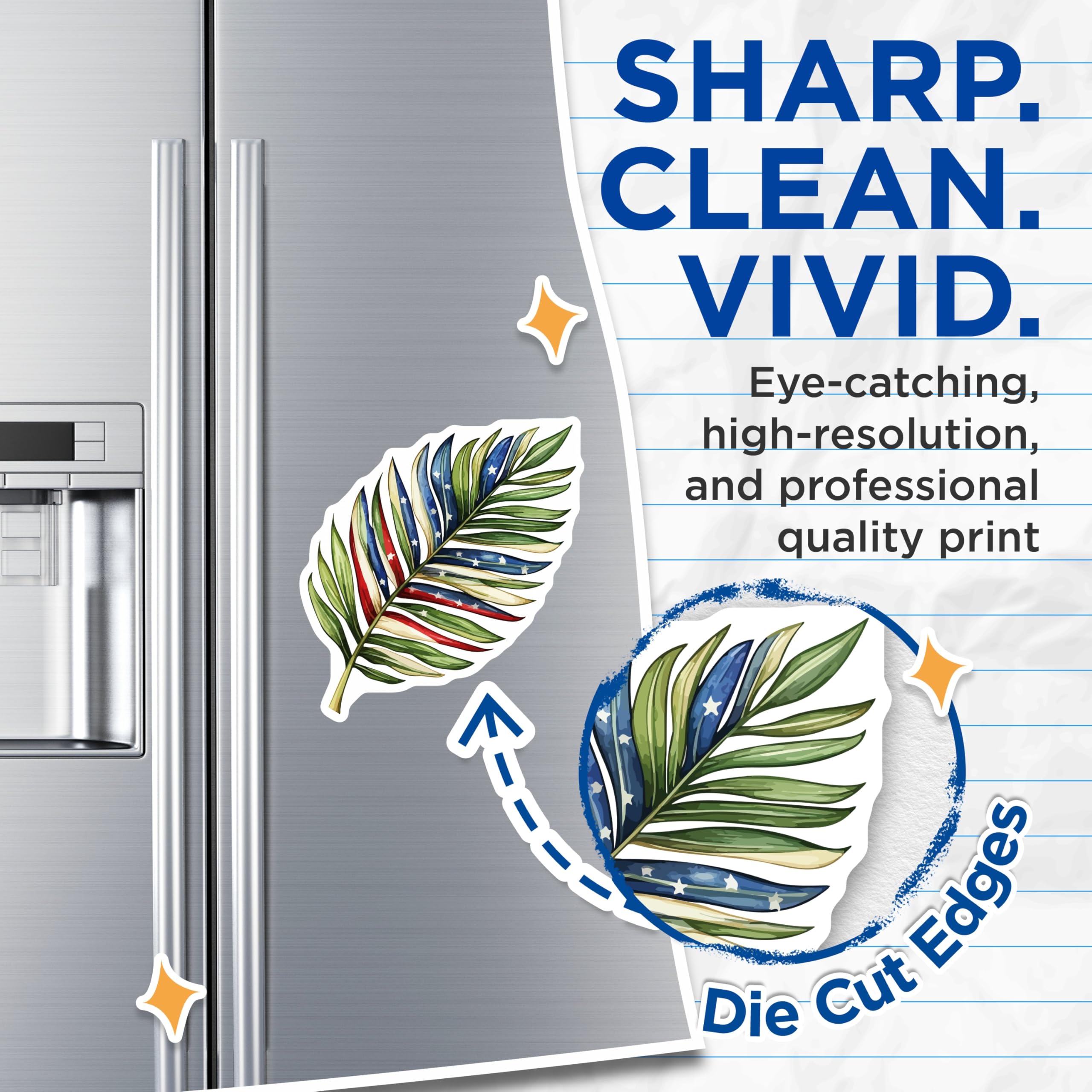 (2 Pack) American Flag Palm Leaf Magnets - Patriotic Tropical Decor - Fourth of July Refrigerator - 5 Inches On Longest Side - Thick Durable Magnet - Made in USA - MAG19902
