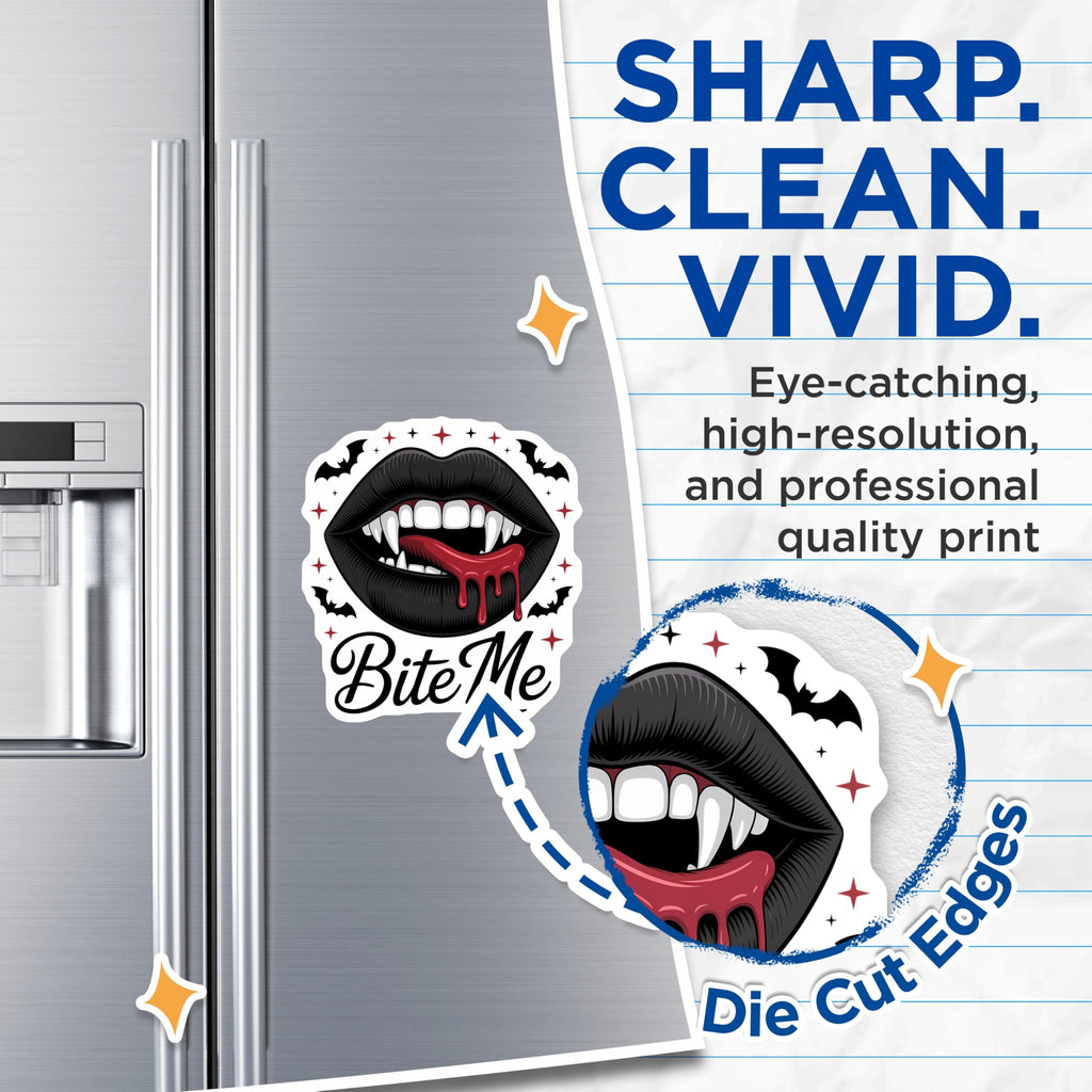 (2 Pack) Vampire Lips Magnets - Bite Me Fangs - Gothic Halloween Bat Decor - Spooky Kitchen Fridge Accessories - 5 Inches On Longest Side - Thick Durable Magnet - Made in USA - MAG22494