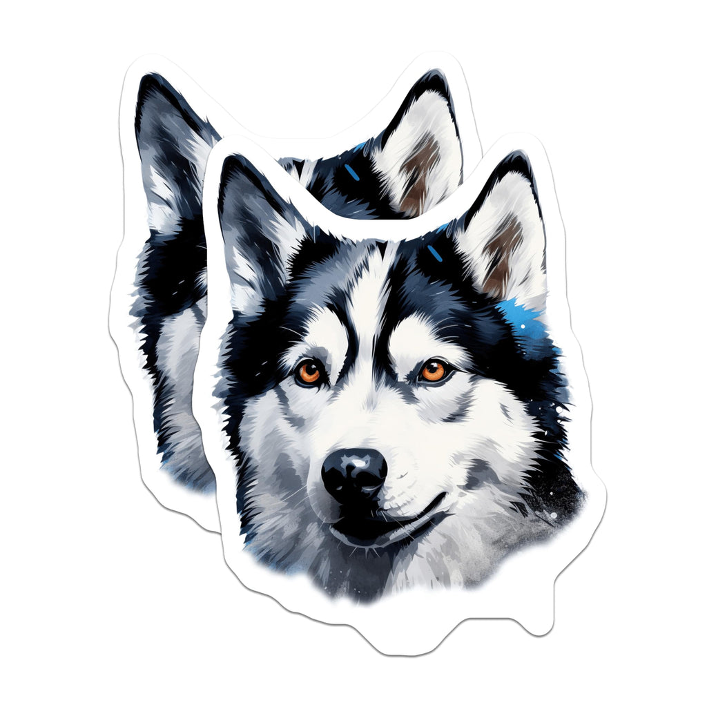 (2 Pack) Siberian Husky Magnets - Alaskan Malamute Dog Art - Pet Lover Refrigerator Decor - 5 Inches On Longest Side - Thick Durable Magnet - Made in USA - MAG28464