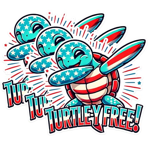 (3 Pack) Turtle Decals - Patriotic Turtle - Turtle Decal for Laptop - 3 Inches On Longest Side - Easy Peel & Apply - Made in USA - 3MCS1540