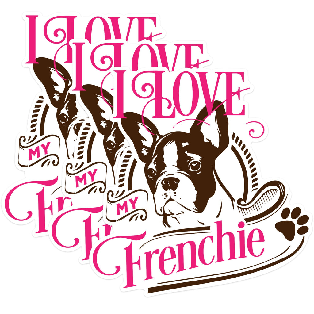 (3 Pack) French Bulldog Decals - I Love My Frenchie - Laptop Decal for Dog Lovers - 3 Inches On Longest Side - Easy Peel & Apply - Made in USA - 3MCS1757