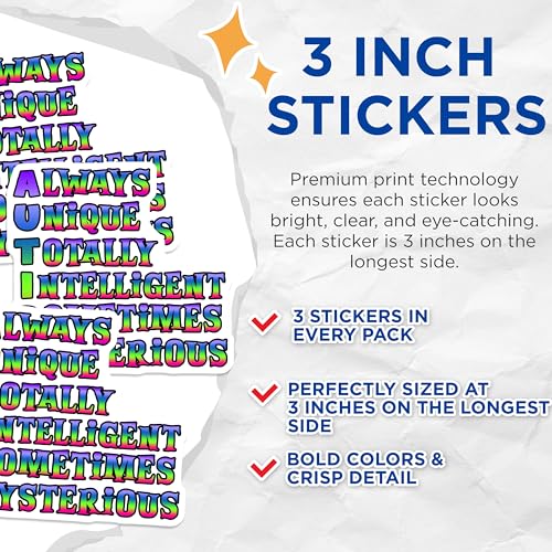 (3 Pack) Always Unique Decals - Intelligent Mysterious Decals - Laptop Decal Variety Pack- 3 Inches On Longest Side - Easy Peel & Apply - Made in USA - 3MCS5741