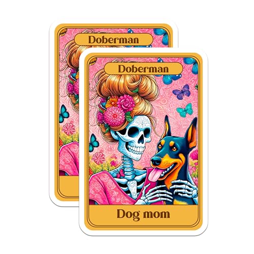 (2 Pack) Skull and Dog Art Magnet - Colorful Dog Lover Decor - 5" On Longest Side - Sticks to Smooth Flat Surfaces - Made in USA - MAG10292