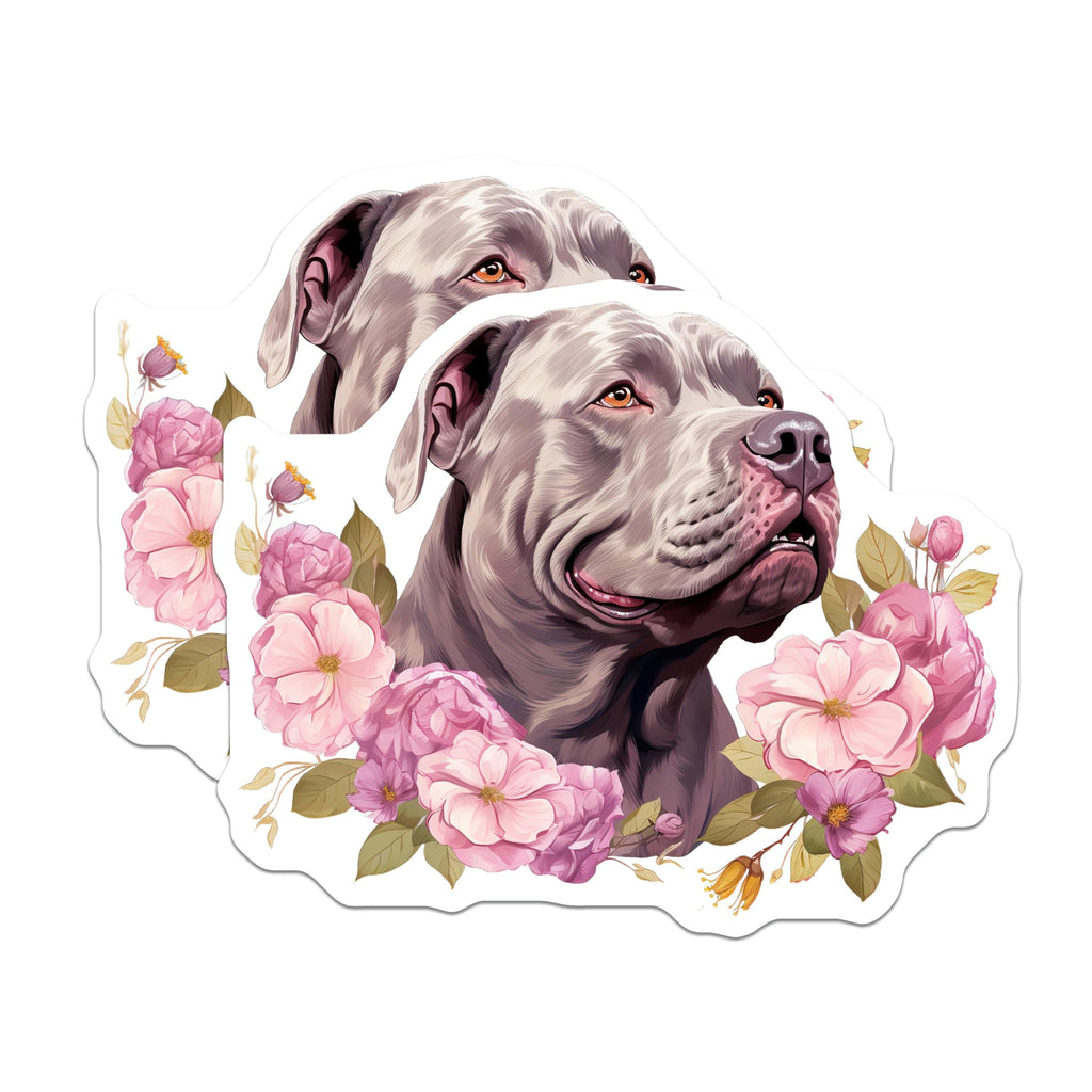 (2 Pack) Pitbull Magnets - Floral Dog Decor - Pitbull Mom Present - Cute Dog Art Magnet for Fridge - 5 Inches On Longest Side - Thick Durable Magnet - Made in USA - MAG30770