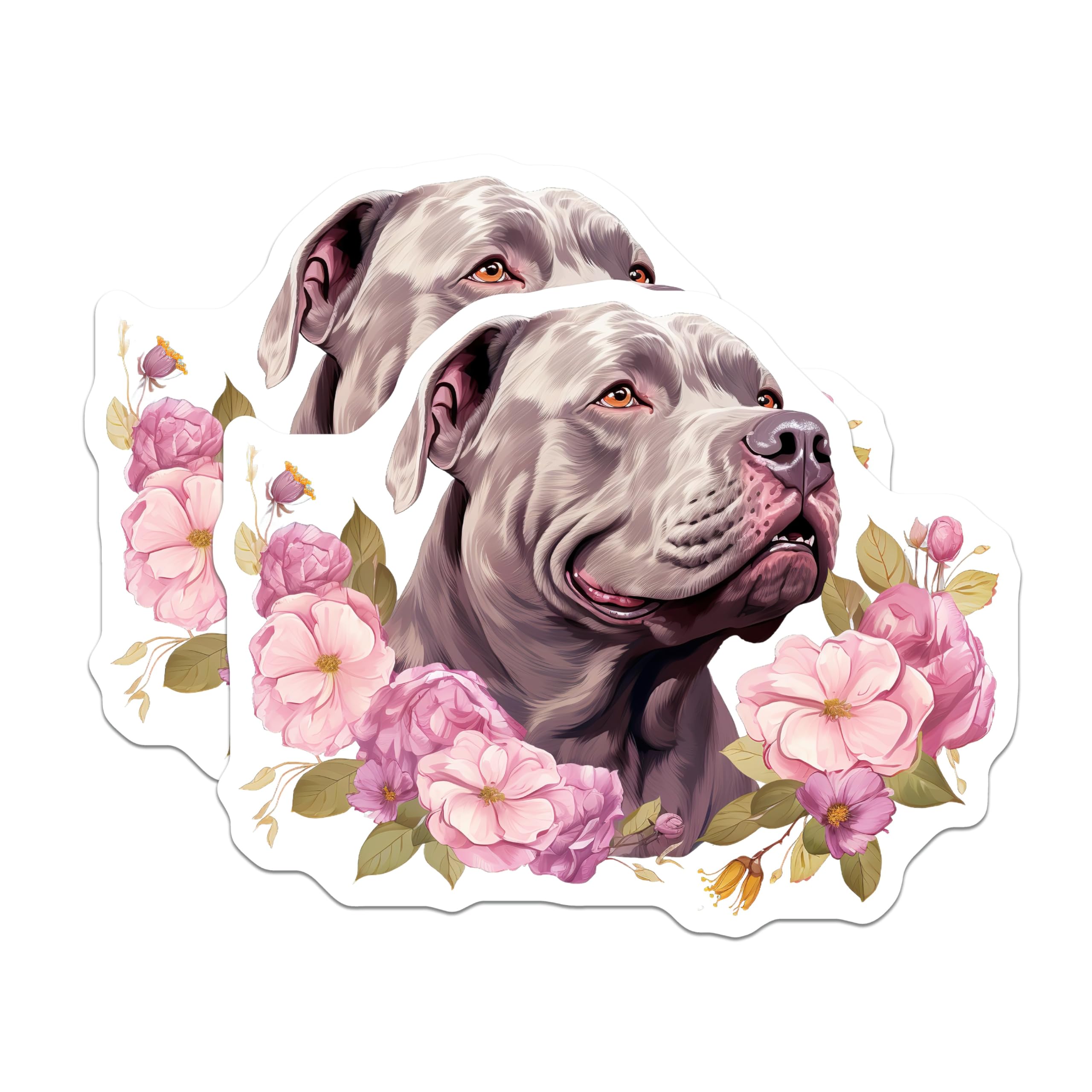 (2 Pack) Pitbull Magnets - Floral Dog Decor - Pitbull Mom Present - Cute Dog Art Magnet for Fridge - 5 Inches On Longest Side - Thick Durable Magnet - Made in USA - MAG30770