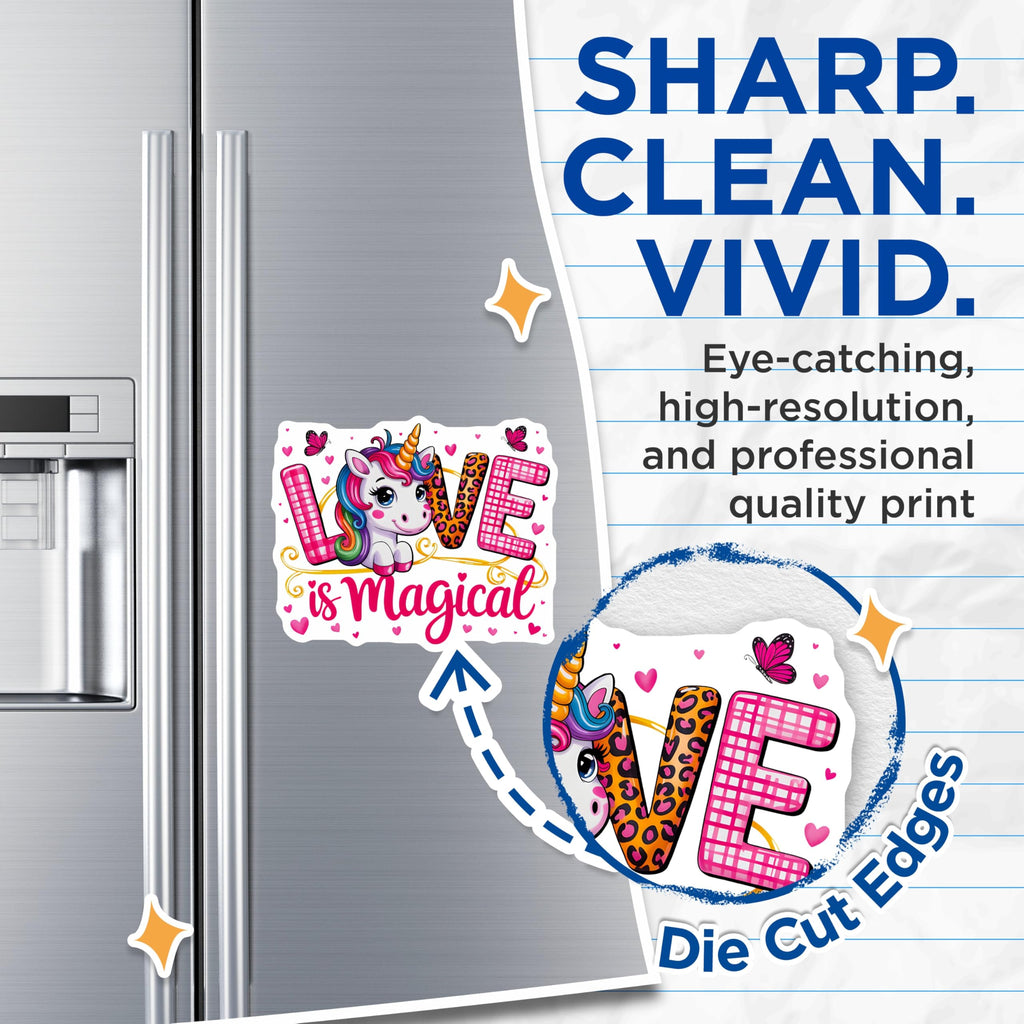 (2 Pack) Magical Unicorn Magnets - Love Affirmation Decor - Kawaii Fantasy Aesthetic for Kids - 5 Inches On Longest Side - Thick Durable Magnet - Made in USA - MAG29202