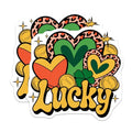 (2 Pack) Lucky Heart Stickers - Shamrock Design - St. Patrick's Day Stickers - 5" On Longest Side - Sticks to Smooth Flat Surfaces - Made in USA - BMCS6388