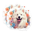 (2 Pack) Samoyed Dog Magnets - Floral Pet Lover - Happy White Puppy Decor - Refrigerator Display for Dog Owners - 5 Inches On Longest Side - Thick Durable Magnet - Made in USA - MAG29847