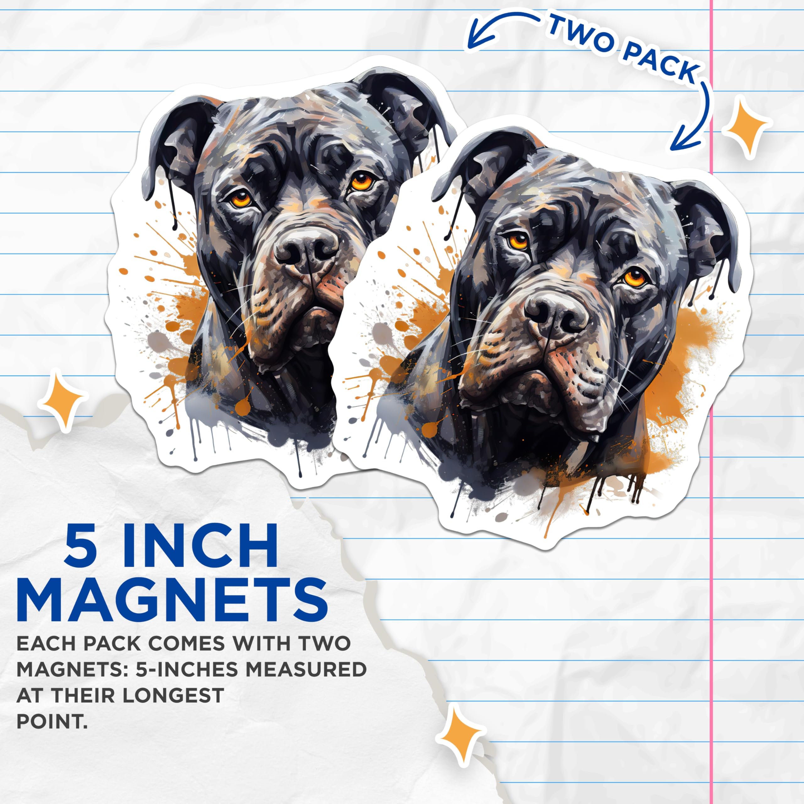 (2 Pack) Cane Corso Magnets - Dog Lover Decor - Pet Portrait Art - 5 Inches On Longest Side - Thick Durable Magnet - Made in USA - MAG30483
