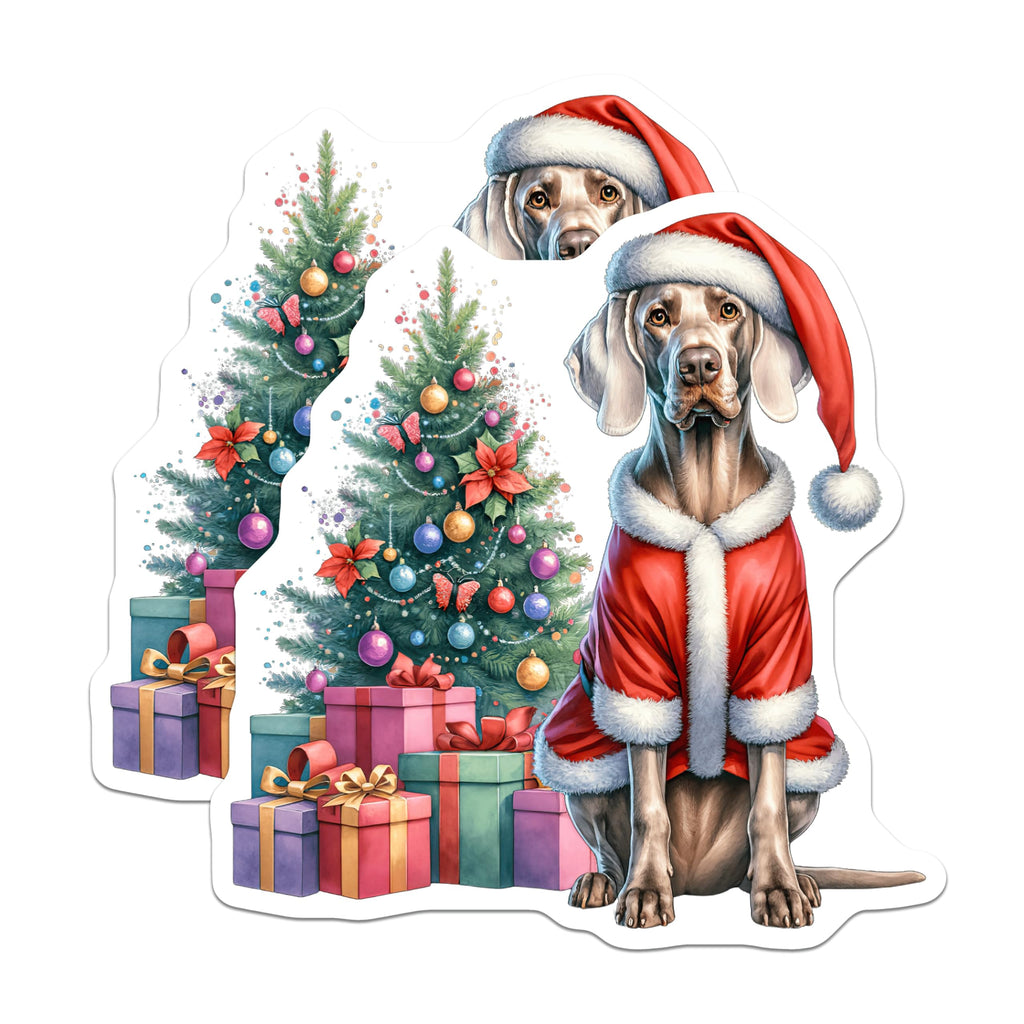 (2 Pack) Santa Dog Christmas Magnets - Weimaraner Holiday Decor - Festive Pet Lover Magnets - 5 Inches On Longest Side - Thick Durable Magnet - Made in USA - MAG28282