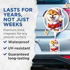 (2 Pack) Cute Shiba Inu Santa Magnets - Christmas Dog Lover - Holiday Refrigerator Decor - 5 Inches On Longest Side - Thick Durable Magnet - Made in USA - MAG29954