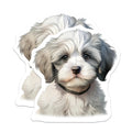 (2 Pack) Cute Puppy Dog Magnets - Fluffy White Gray Pet Lover - Animal Fridge Locker Decor - 5 Inches On Longest Side - Thick Durable Magnet - Made in USA - MAG28368