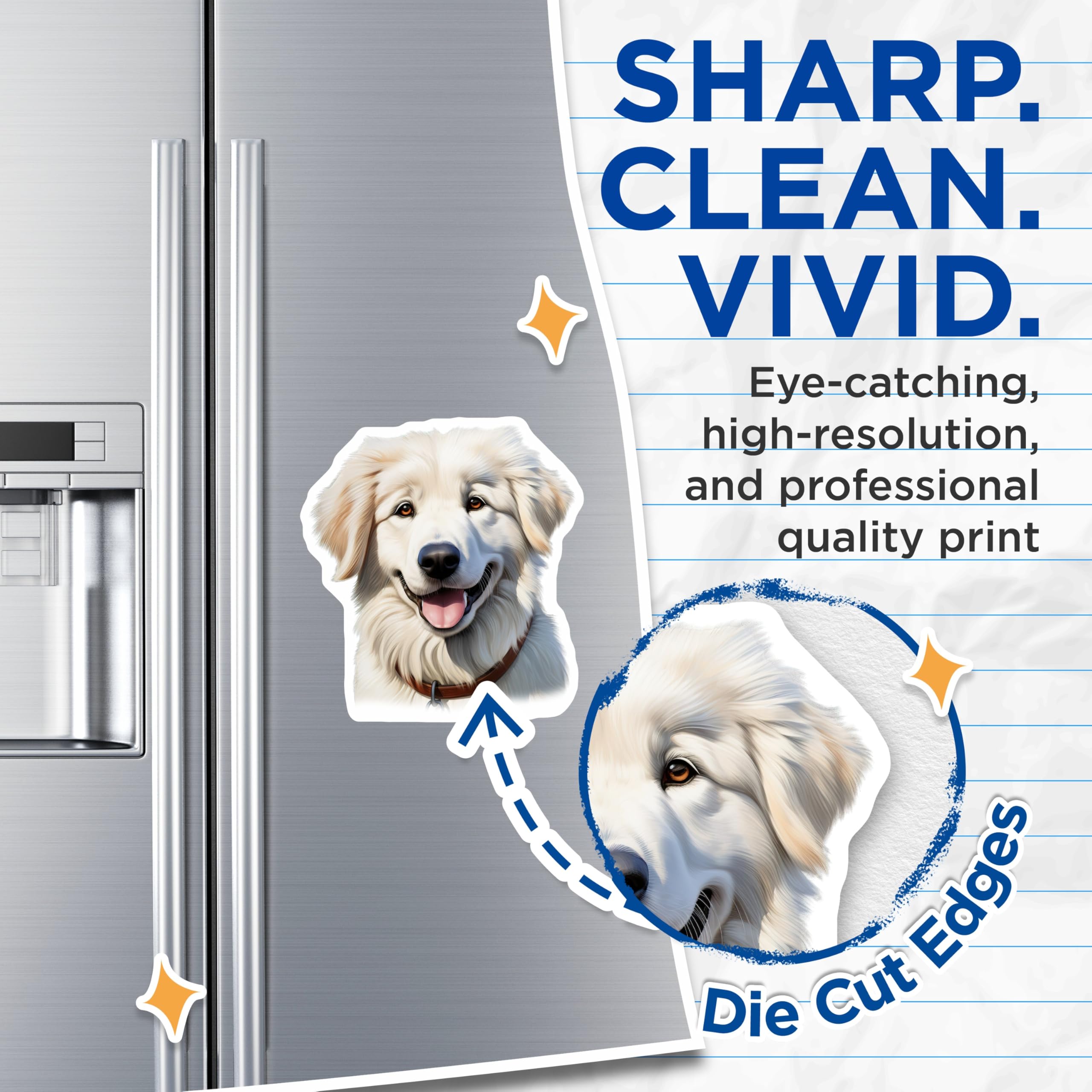 (2 Pack) Great Pyrenees Dog Magnets - Happy Pet Animal - Canine Lover Decor - 5 Inches On Longest Side - Thick Durable Magnet - Made in USA - MAG24972