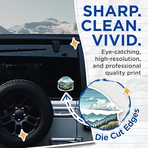 (2 Packs) Mountains Forest Hiking Stickers - Nature Beautiful Scenery Decals - 5 Inches On Longest Side - Premium Vinyl Decal - Sticks to Any Smooth Flat Surface - Made in USA - BMCS2286