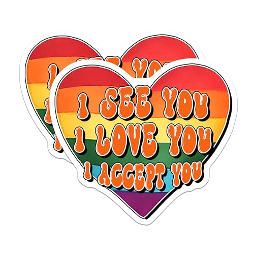 (2 Pack) Pride Heart Magnets - I See You I Love You I Accept You - 5" On Longest Side - for Cars, Fridges, Toolboxes - Made in USA - MAG8280