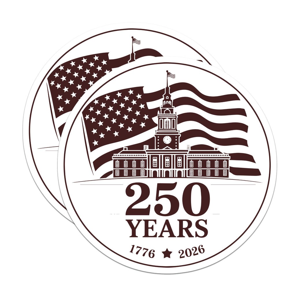 (2 Pack) 250 Years Independence Hall Magnets - American History 1776-2026 - Patriotic Decor - Philadelphia Souvenir - 5 Inches On Longest Side - Thick Durable Magnet - Made in USA - MAG38540