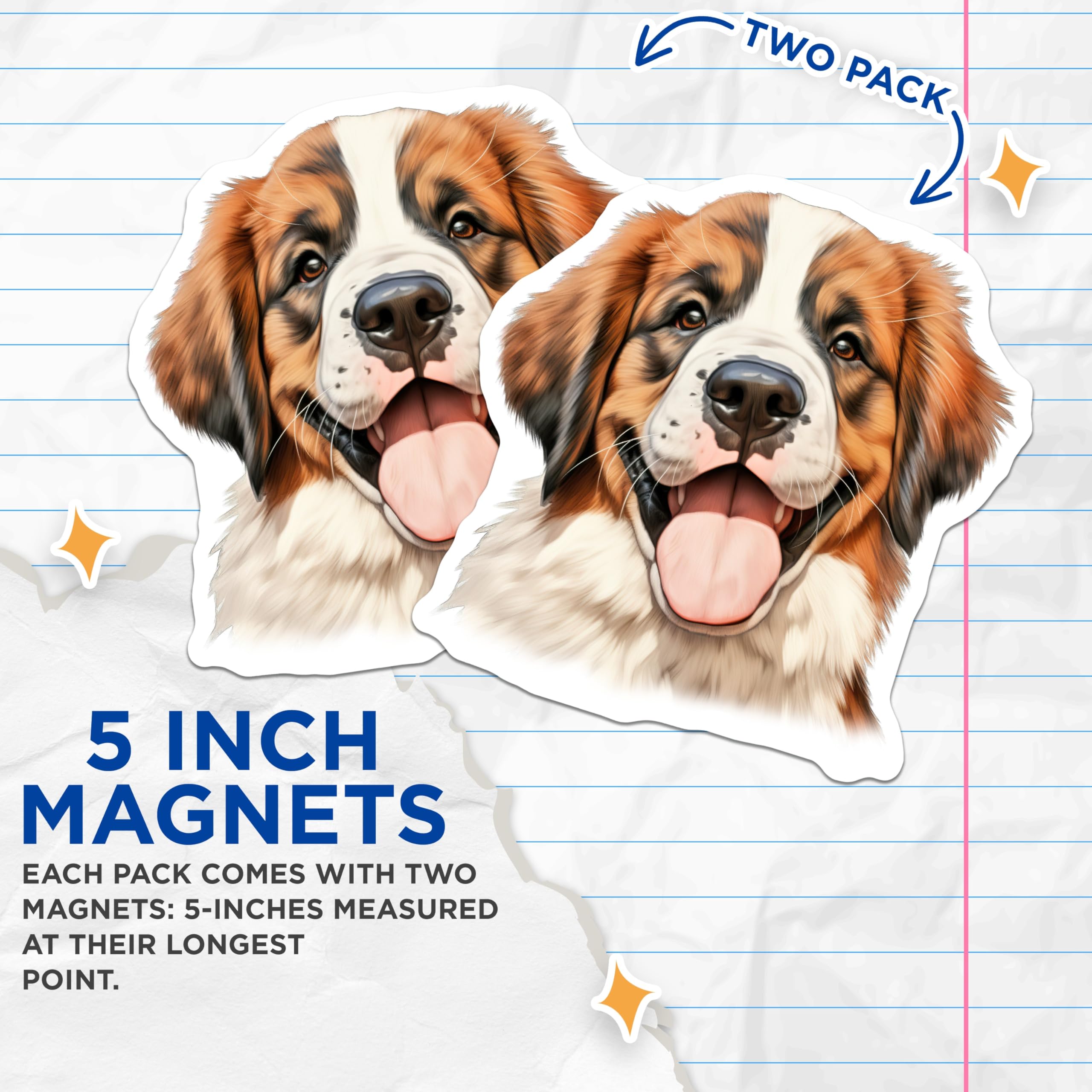 (2 Pack) Bernese Mountain Dog Magnets - Happy Fluffy Puppy Decor - Large Breed Dog Lover Collectible - 5 Inches On Longest Side - Thick Durable Magnet - Made in USA - MAG29796