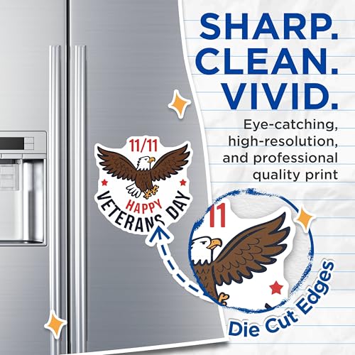 (2 Pack) Veterans Day Magnets Magnets - Happy Veterans Day - Decorative Magnet Set - 5" On Longest Side - Made in USA - Sticks to Refrigerators & Metal Surfaces - MAG8369