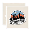 (2 Pack) Greensboro Stickers - North Carolina Travel - Gate City - 5" On Longest Side - Sticks to Smooth Flat Surfaces - Made in USA - BMCS18306