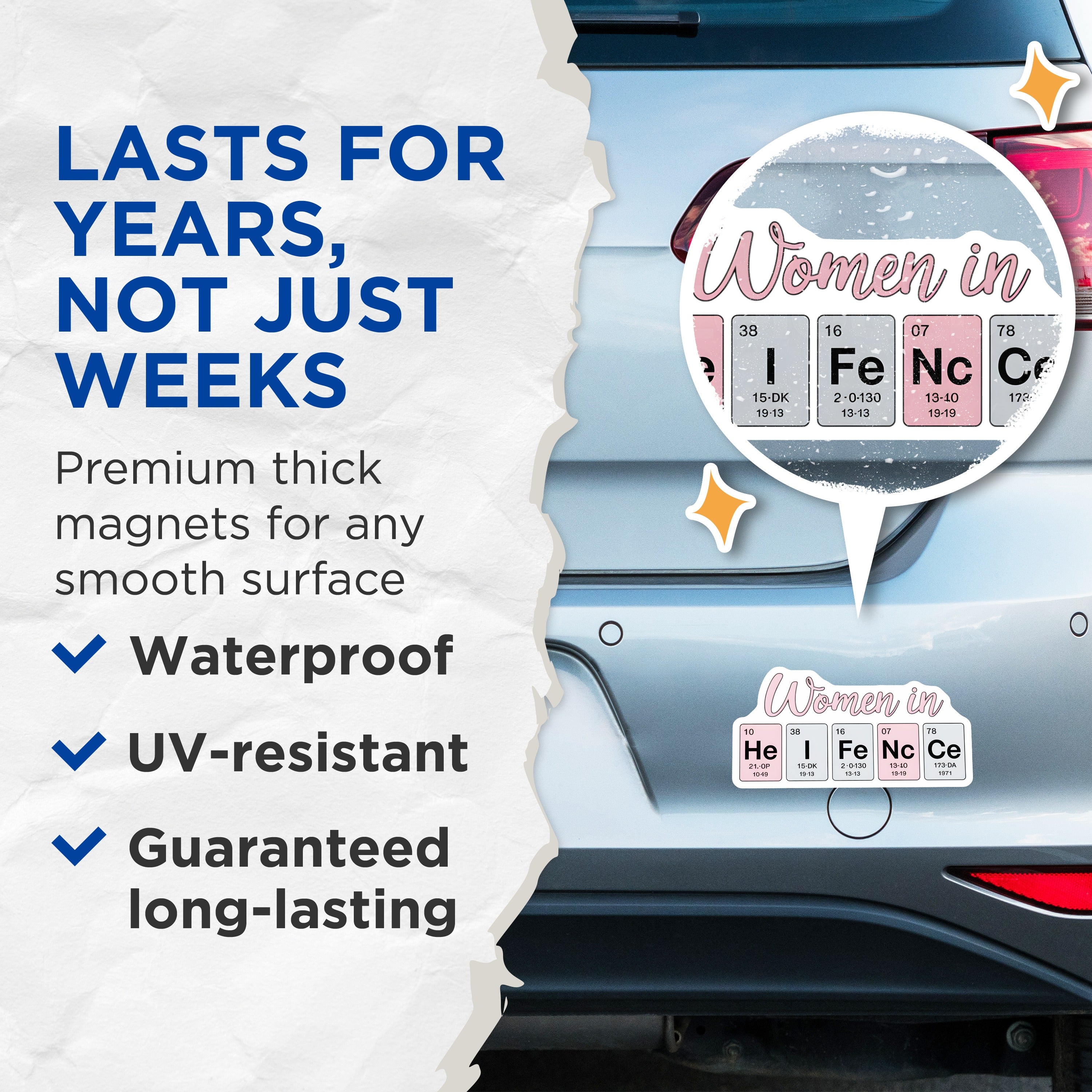 (2 Pack) Women in Science Magnets - STEM Teacher Student Decor - Periodic Table Chemistry Physics Biology Empowerment - 5 Inches On Longest Side - Thick Durable Magnet - Made in USA - MAG37706