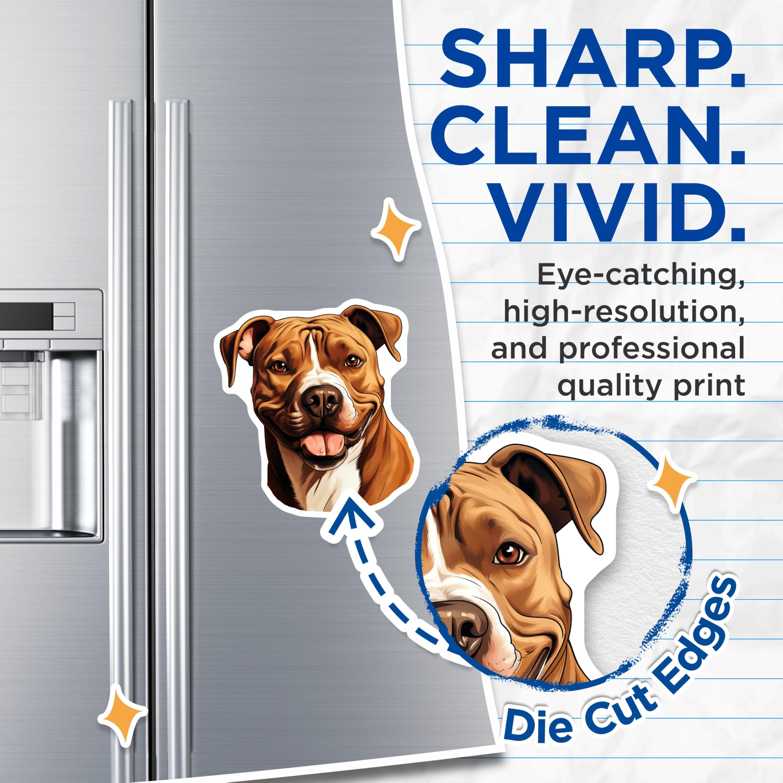 (2 Pack) Happy Pitbull Dog Magnets - Smiling Pitbull Lover Decor - Amstaff Pet Fridge Locker Decor - 5 Inches On Longest Side - Thick Durable Magnet - Made in USA - MAG25954