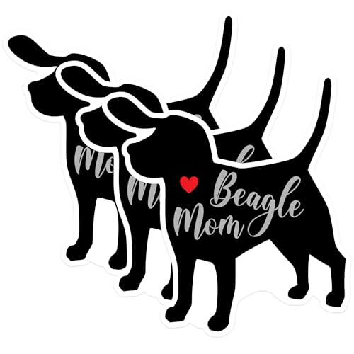 (3 Pack) Beagle Mom Decals - Dog Lover - Laptop Decal - 3 Inches On Longest Side - Easy Peel & Apply - Made in USA - 3MCS1312