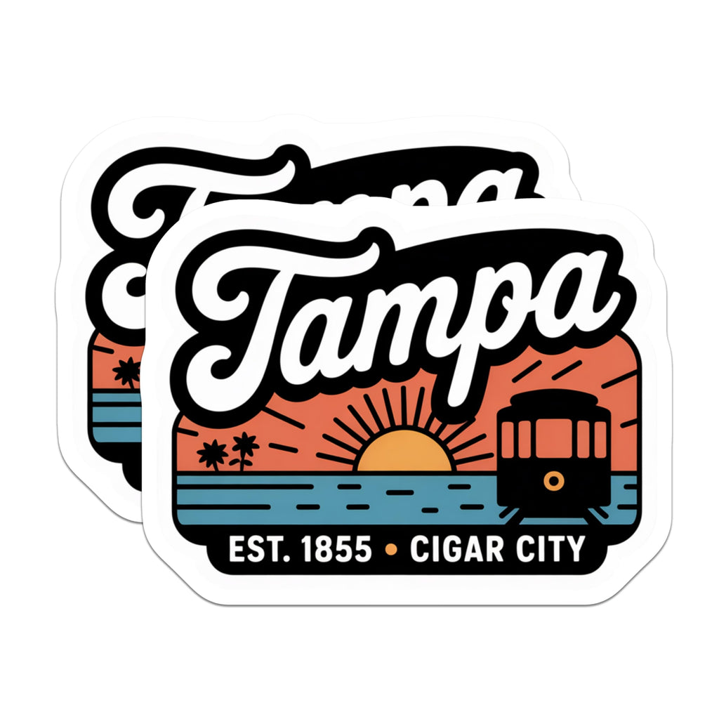 (2 Pack) Tampa Florida Magnets - Cigar City - Cityscape Decoration Souvenir - 5" On Longest Side - Premium Magnet - for Cars, Refrigerators, Toolboxes, Lockers - Made in USA - MAG18559