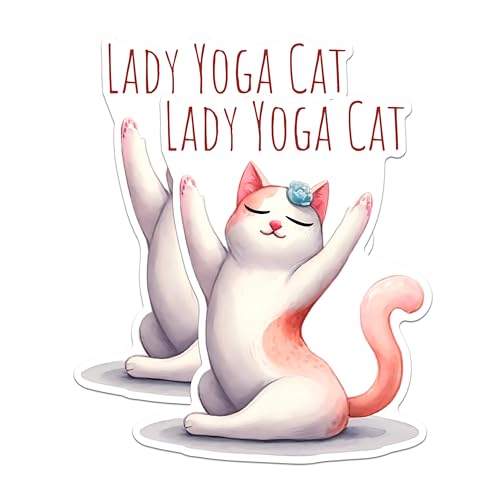 (2 Packs) Lady Yoga Cat Magnets - Magnets - 5 Inches On Longest Side - Premium Magnet - for Fridges, Toolboxes, Cars - Made in USA - MAG2429