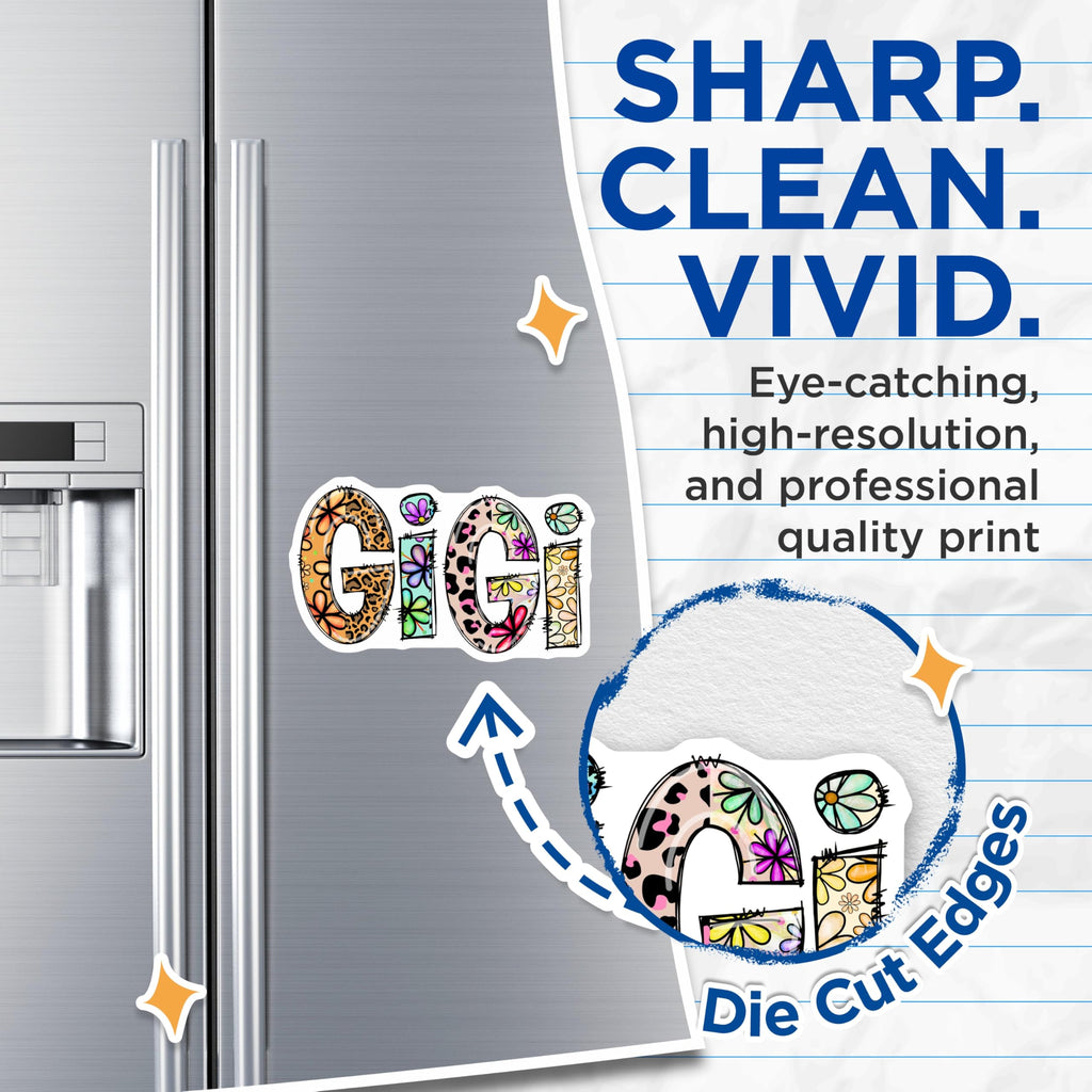(2 Pack) Gigi Magnets - Floral Gigi - Grandmother Gigi Decor - 5" On Longest Side - Premium Magnet - for Cars, Refrigerators, Toolboxes, Lockers - Made in USA - MAG15757