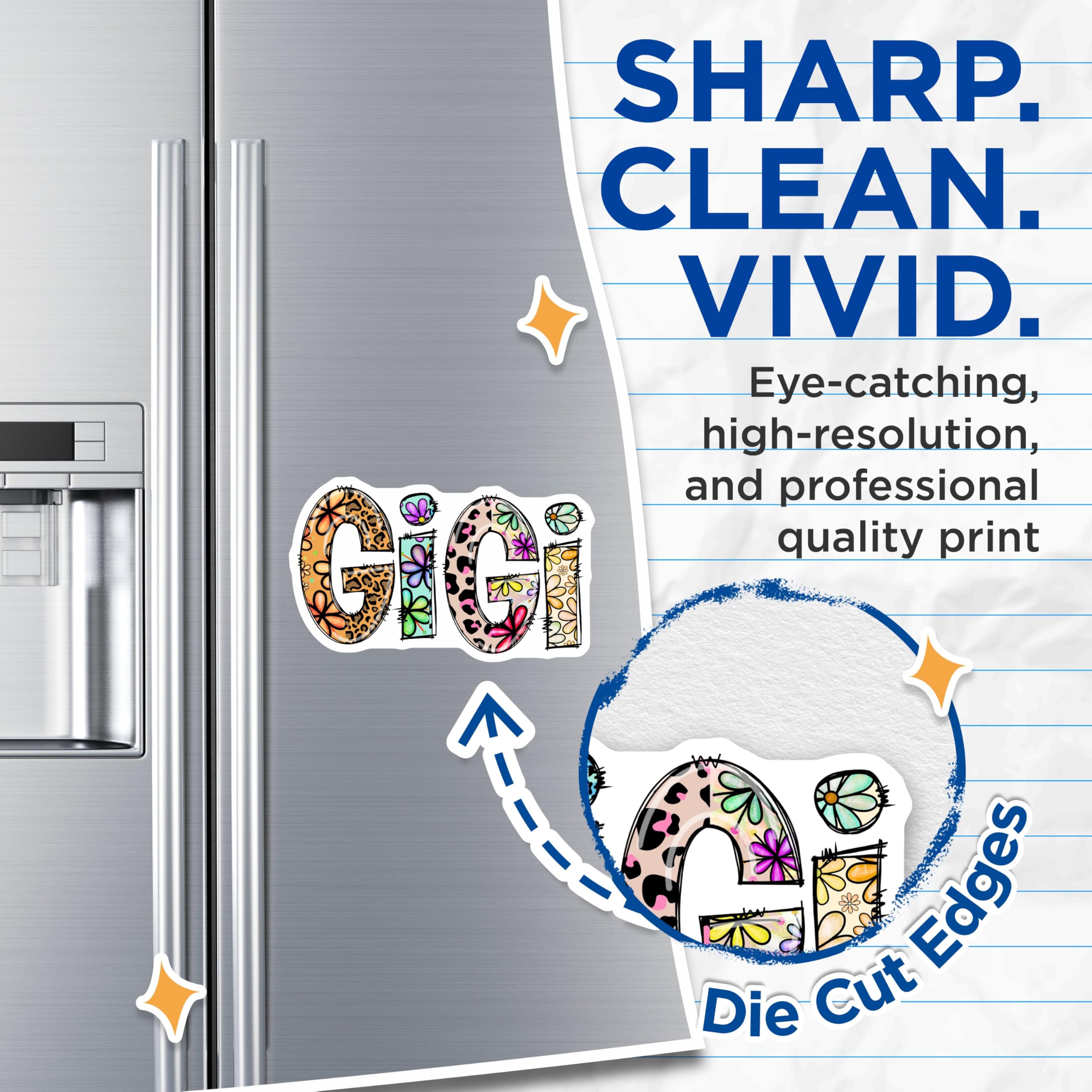 (2 Pack) Gigi Magnets - Floral Gigi - Grandmother Gigi Decor - 5" On Longest Side - Premium Magnet - for Cars, Refrigerators, Toolboxes, Lockers - Made in USA - MAG15757