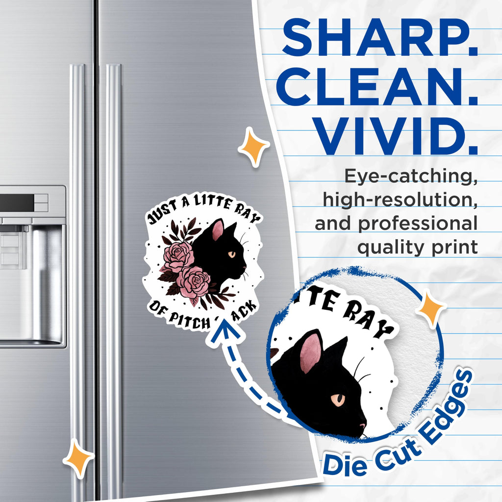 (2 Packs) Just A Little Ray of Pitch Black Magnets - Funny Superstitious Black Cat Magnets - 5 Inches On Longest Side - Premium Magnet - for Fridges, Toolboxes, Cars - Made in USA - MAG2490