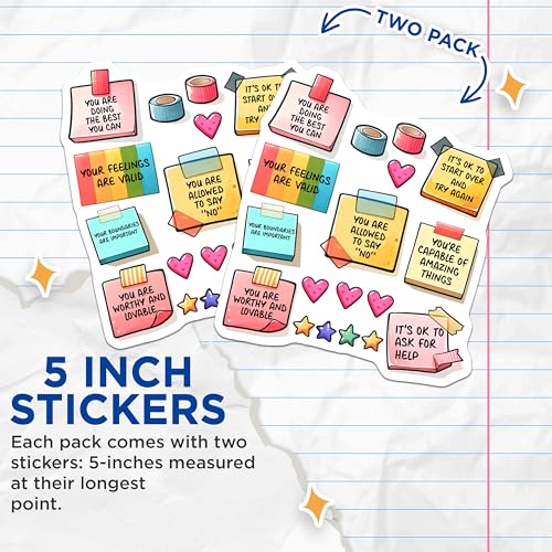 (2 Pack) Motivational Quote Stickers - Inspirational - Positive Message - 5" On Longest Side - Sticks to Smooth Flat Surfaces - Made in USA - BMCS8317