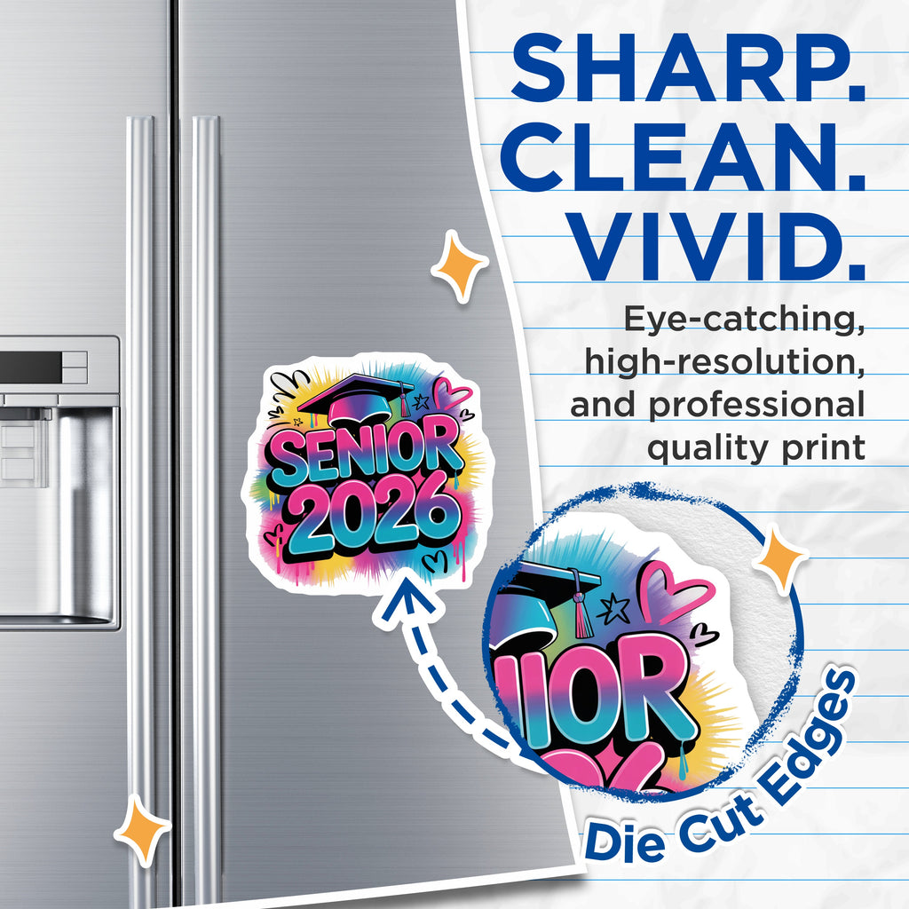 (2 Pack) Senior 2026 Magnets - Class of 2026 Graduation - High School Milestone Memento - 5 Inches On Longest Side - Thick Durable Magnet - Made in USA - MAG38715