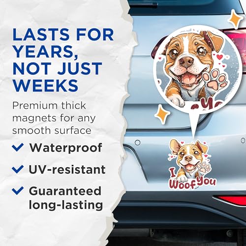 (2 Packs) I Woof You Dog Breed Magnets - I Woof You Cute Dog Magnets - 5 Inches On Longest Side - Premium Magnet - for Fridges, Toolboxes, Cars - Made in USA - MAG2364