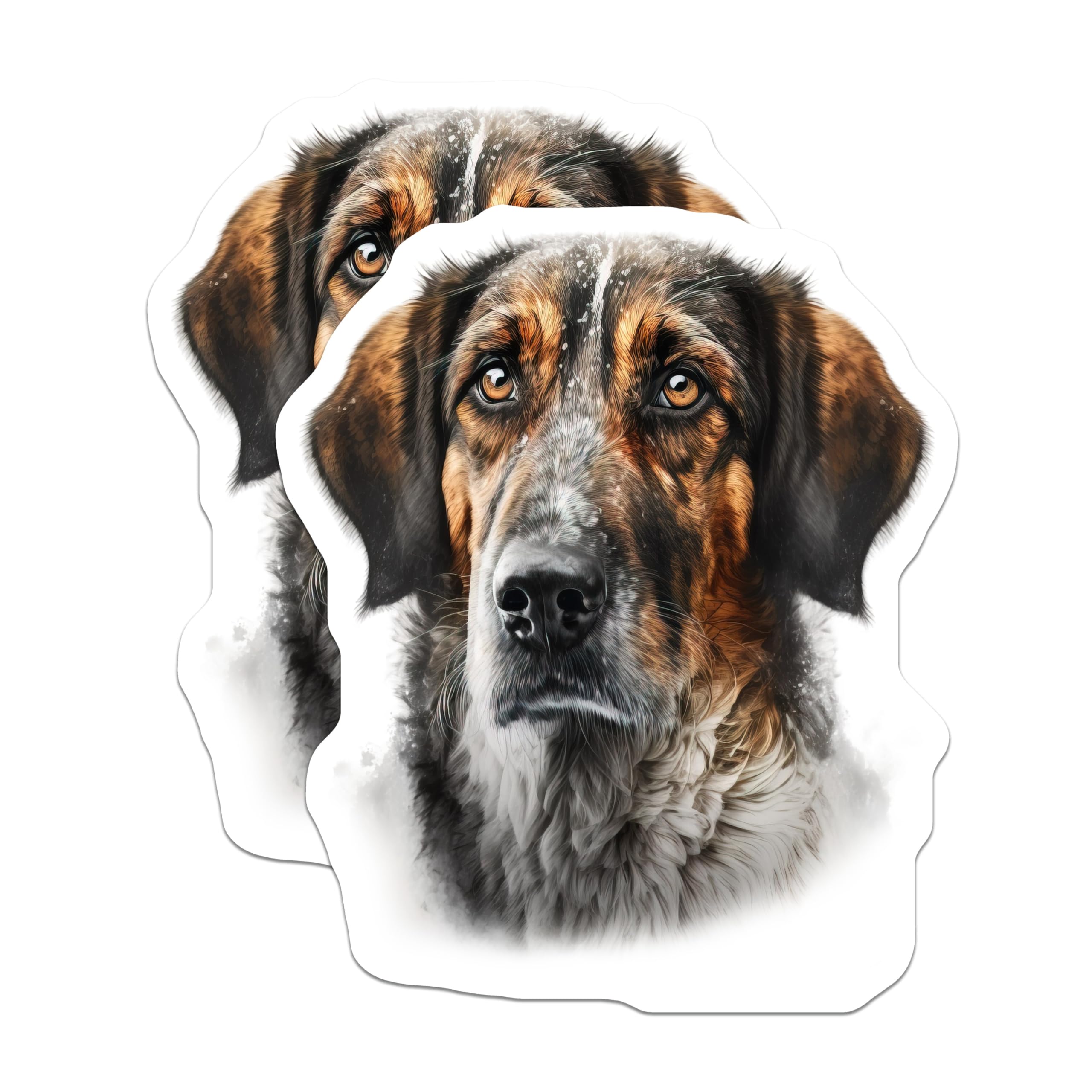 (2 Pack) Brindle Dog Portrait Magnets - Rustic Pet Animal Art - Dog Lover Fridge Decor - 5 Inches On Longest Side - Thick Durable Magnet - Made in USA - MAG26402