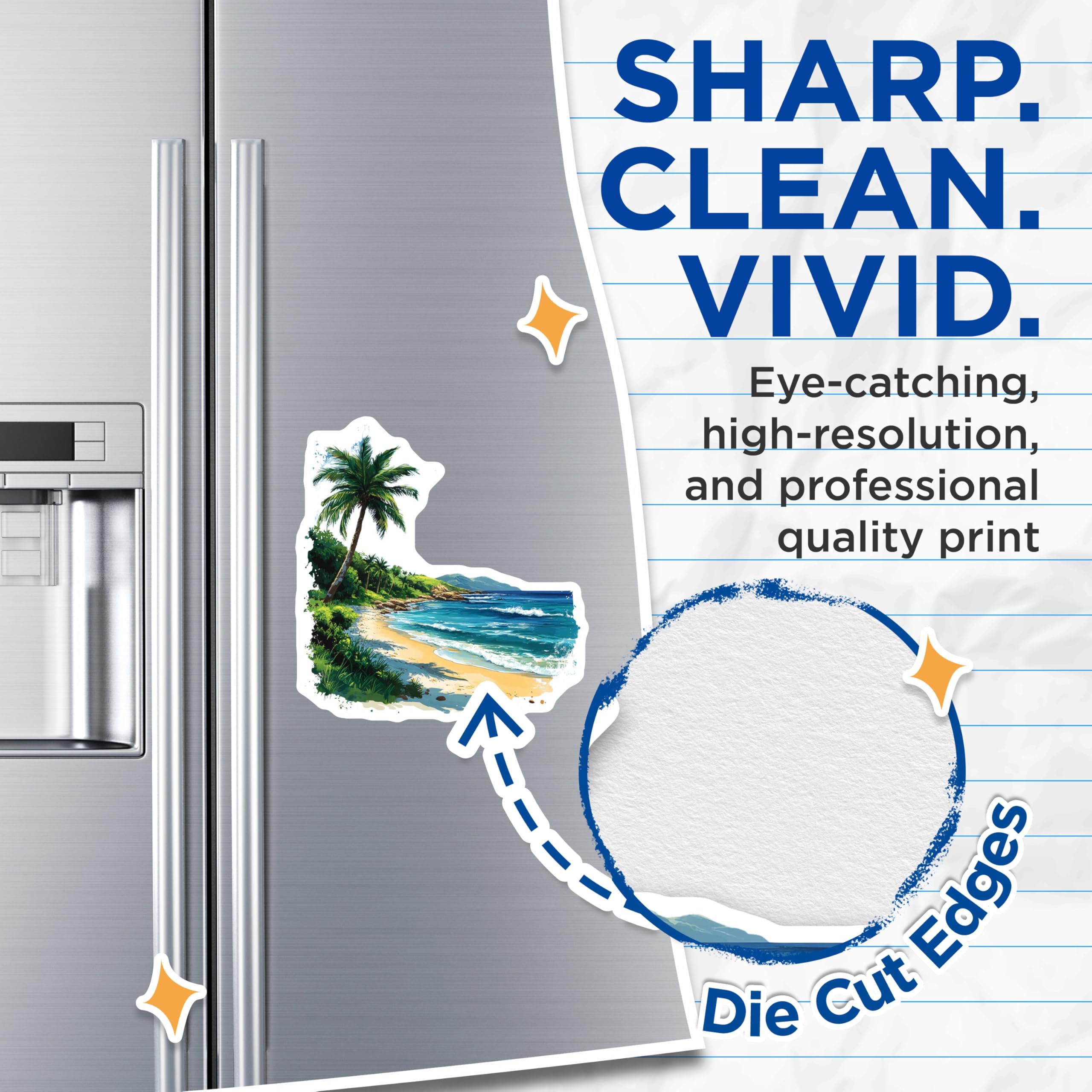 (2 Pack) Tropical Beach Magnets - Ocean Scenery Decor - Palm Tree Landscape - 5 Inches On Longest Side - Thick Durable Magnet - Made in USA - MAG23547