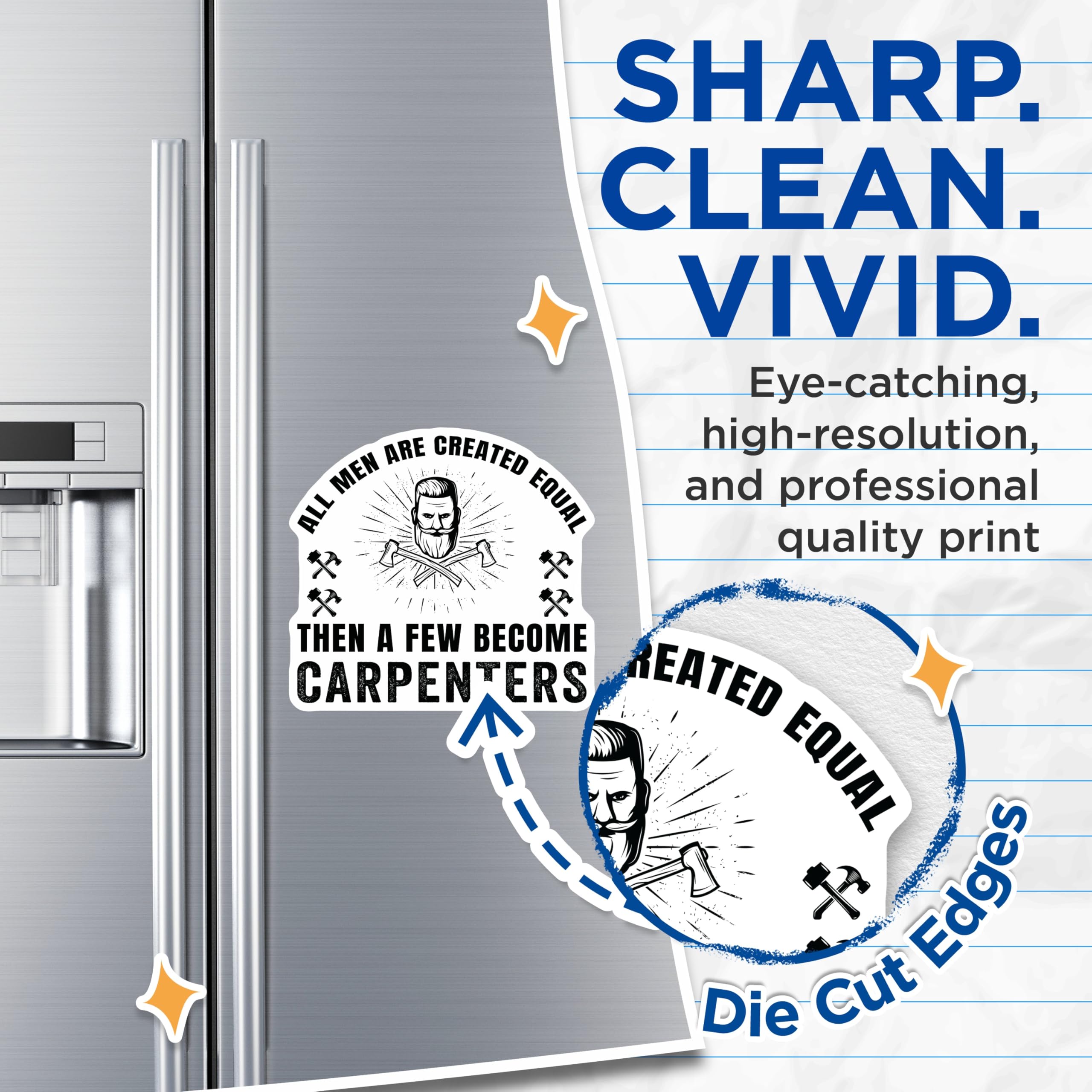 (2 Pack) Carpenter Magnets - Funny Tradesman Quote - Woodworker Handyman Tool Decor - Man Cave Builder Slogan - 5 Inches On Longest Side - Thick Durable Magnet - Made in USA - MAG22018