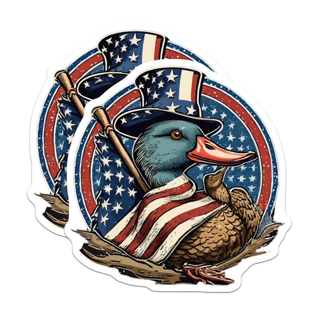 (2 Pack) Patriotic Duck Magnets - Uncle Sam Duck Decor - American Flag Animal Art - 4th of July Refrigerator Decorations - 5 Inches On Longest Side - Thick Durable Magnet - Made in USA - MAG20767