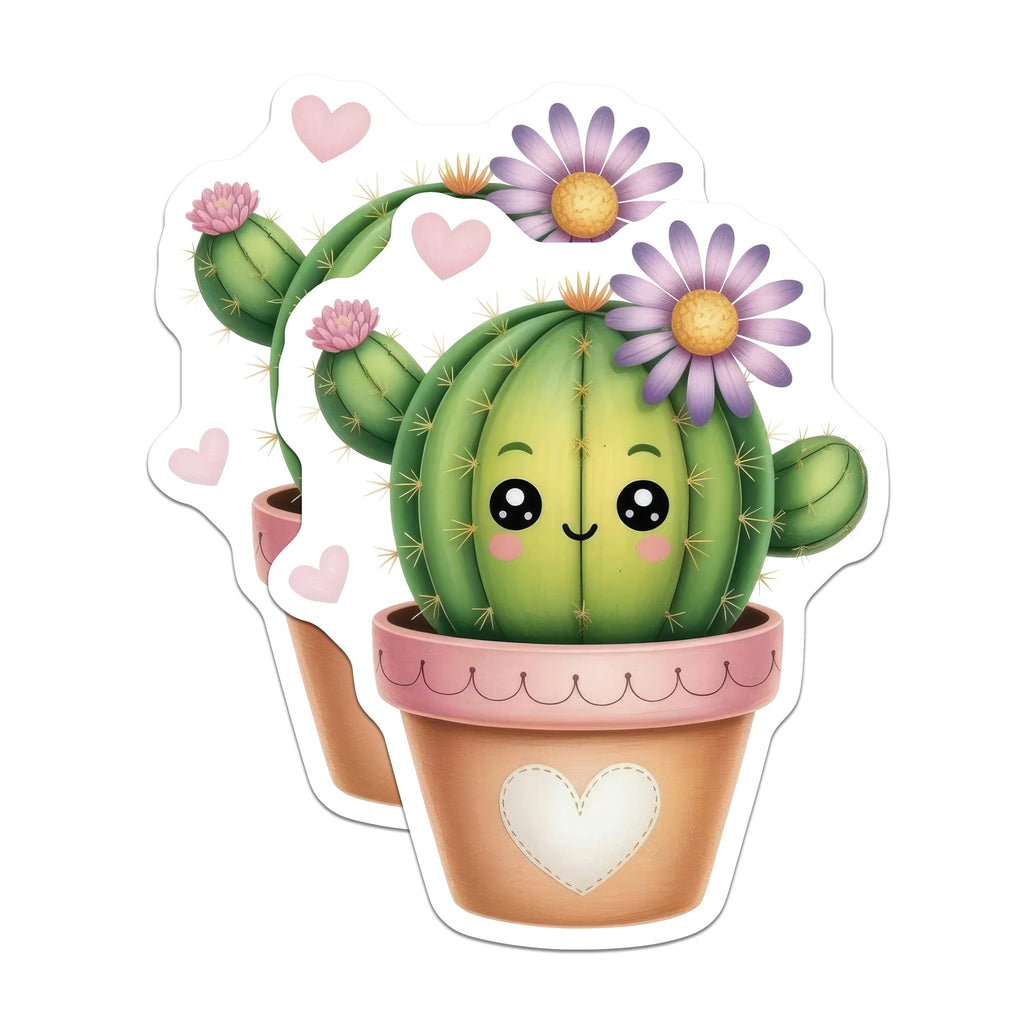 (2 Pack) Kawaii Cactus Magnets - Cute Succulent Decor - Plant Lover Accent - Refrigerator Locker Art - 5 Inches On Longest Side - Thick Durable Magnet - Made in USA - MAG38281