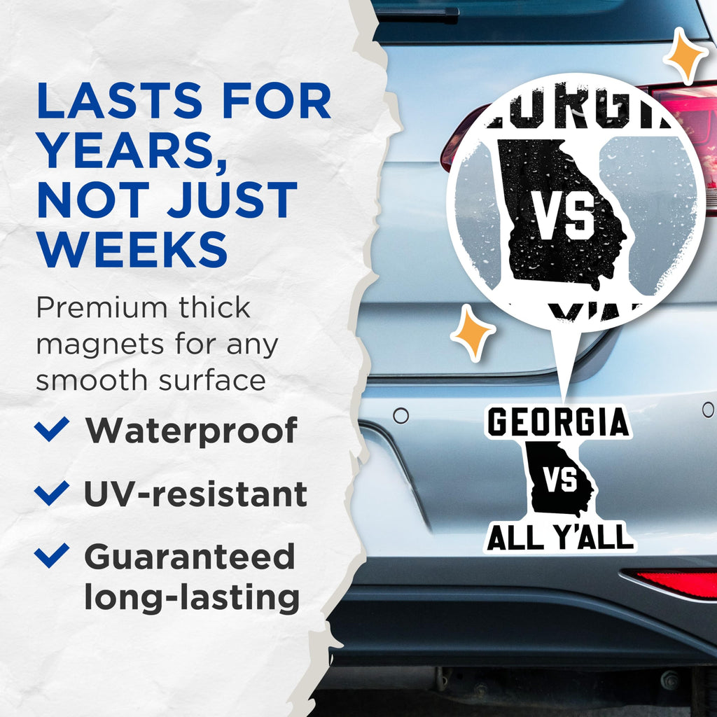 (2 Pack) Georgia Bulldogs Magnets - All Yall Bulldogs - College Football Team Magnets - 5" On Longest Side - Premium Magnet - for Cars, Refrigerators, Toolboxes, Lockers - Made in USA - MAG17617